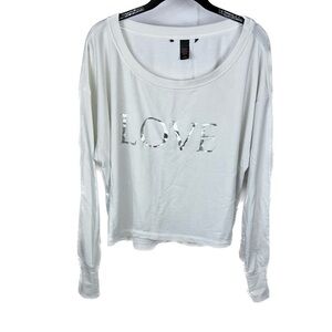 Victoria's Secret Sweatshirt Spell out Love Off The Shoulder Pullover Plush Top